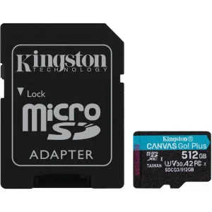 Cartão memória Kingston Micro SDXC Canvas Go Plus 512GB + Adaptador