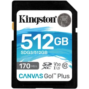 Cartão memória SD Card 512GB Kingston SDXC Canvas Go Plus C10