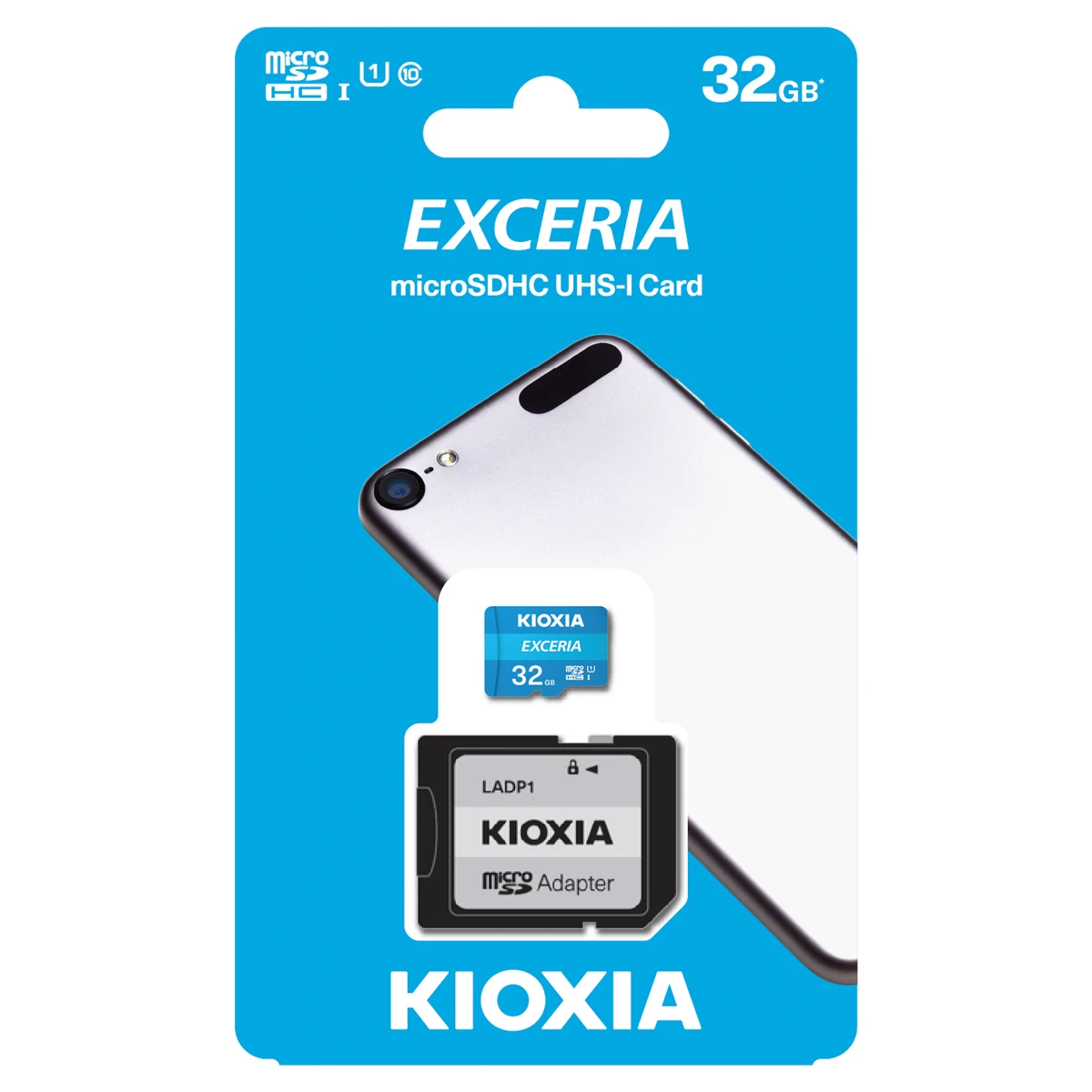 Cartão Memória Kioxia Exceria C10 UHS-I U1 microSDHC 32GB + Adaptador SD1