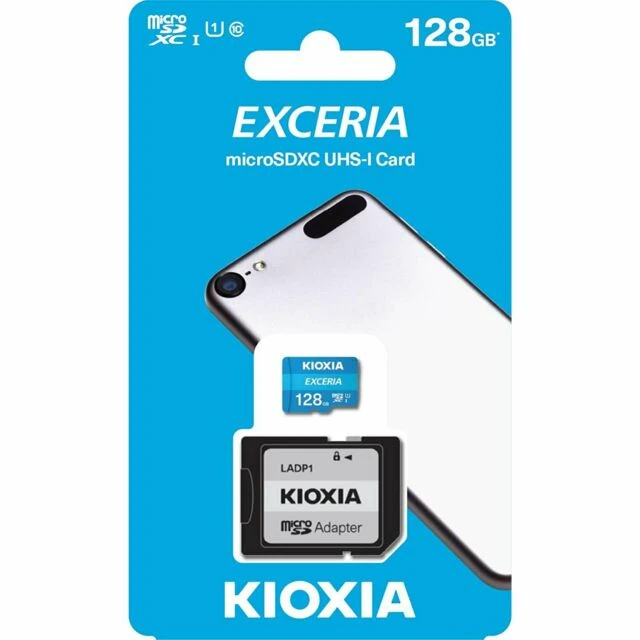 Cartão Memória Kioxia Exceria C10 UHS-I U1 microSDHC 128GB + Adaptador SD1